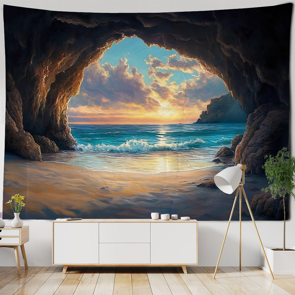 Home Office With View - Sea view oil painting tapestry wall