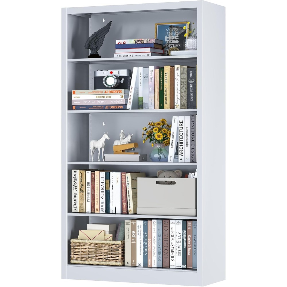 Home Office And Library - Bookcase, 5 Shelf Bookcases for Books,