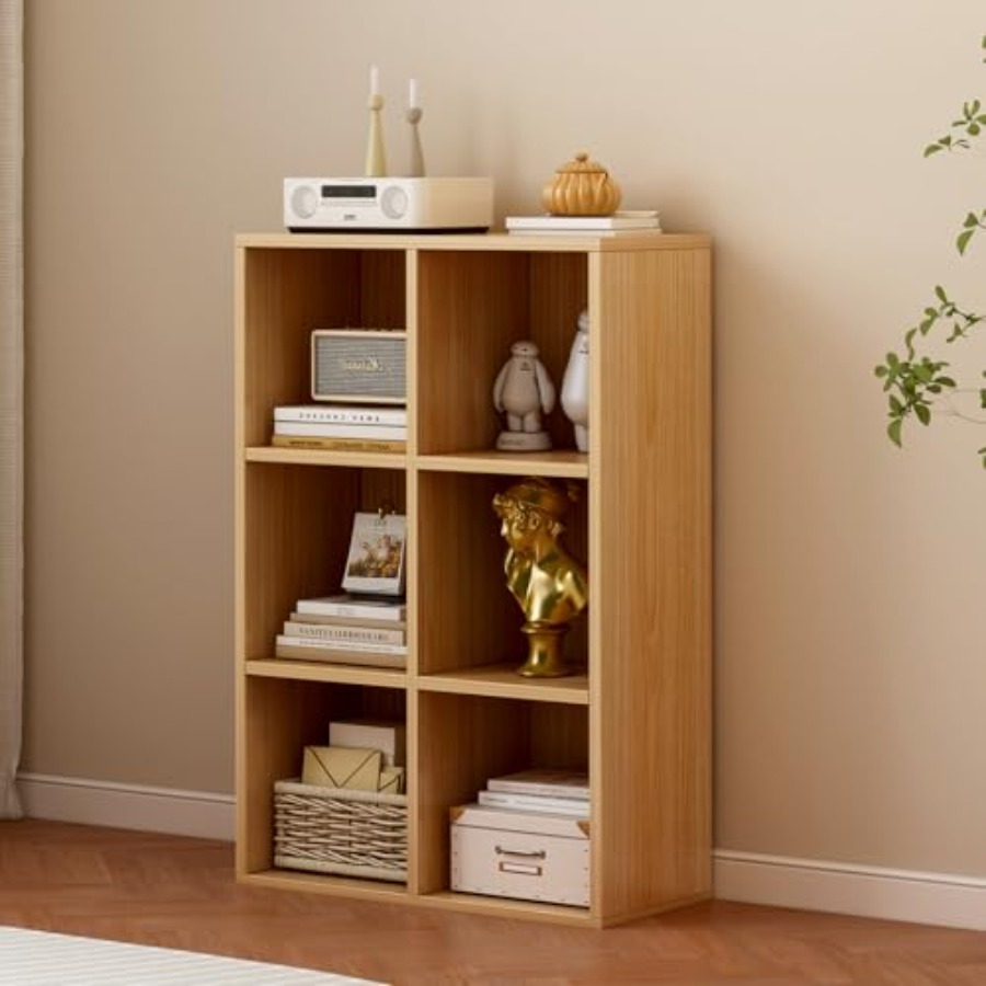 Home Office For - 6-Cube Storage Shelf Bookcase - Wooden