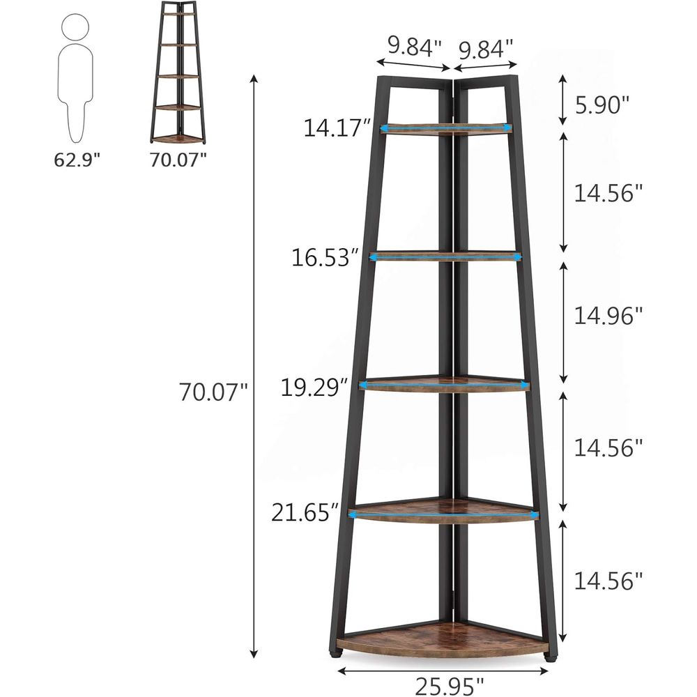 5-Tier 70 Tall Standing Booksh - Home Office And Library recension och pris
