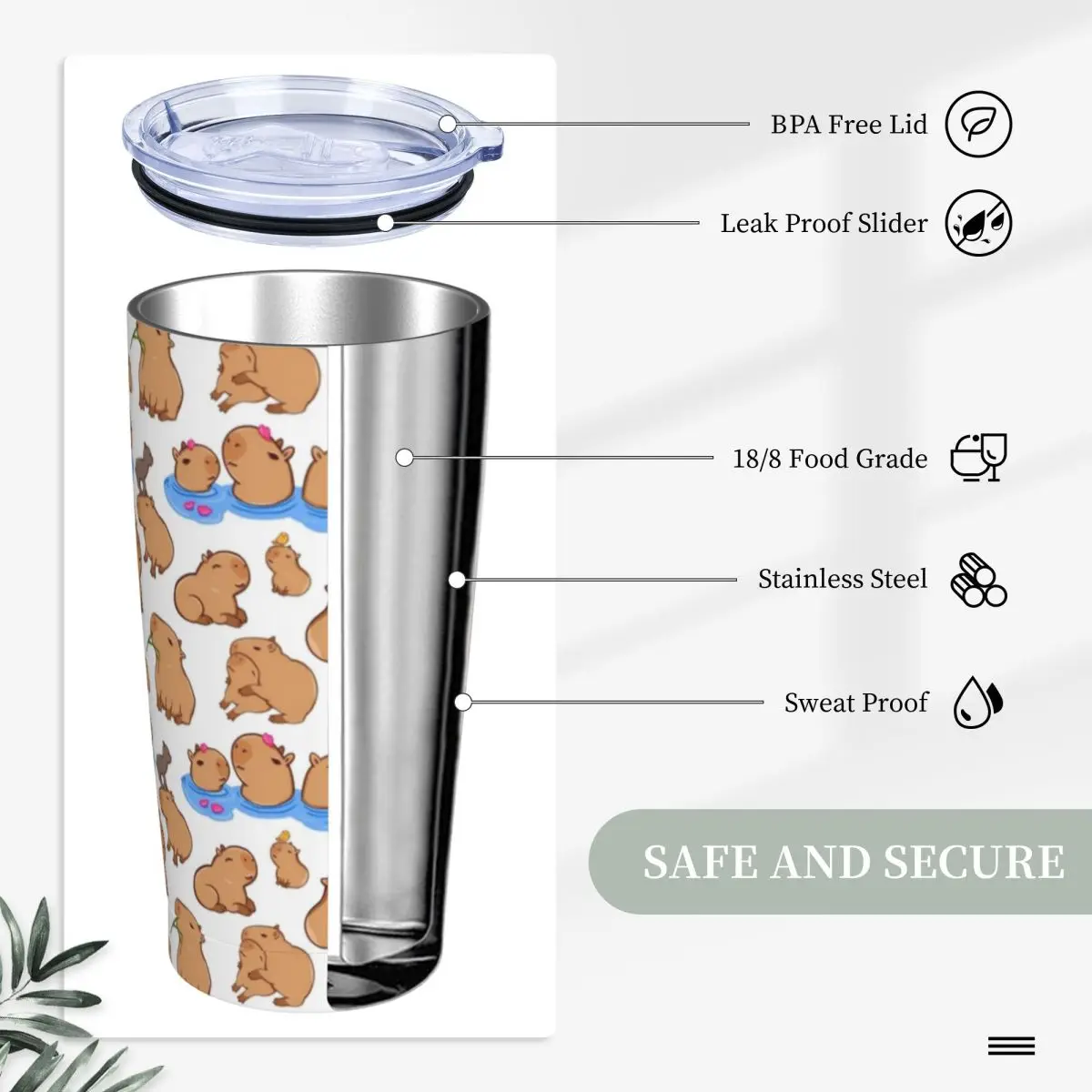 Capybara Pattern 20 Oz Tumbler - Home Office Hours recension och pris