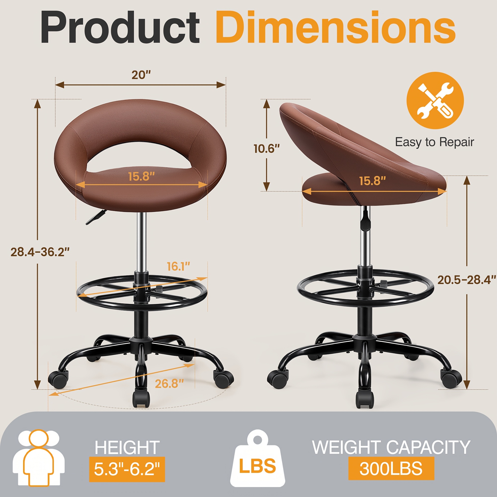 Ergonomic Drafting Chair - PU  - Home Office For recension och pris