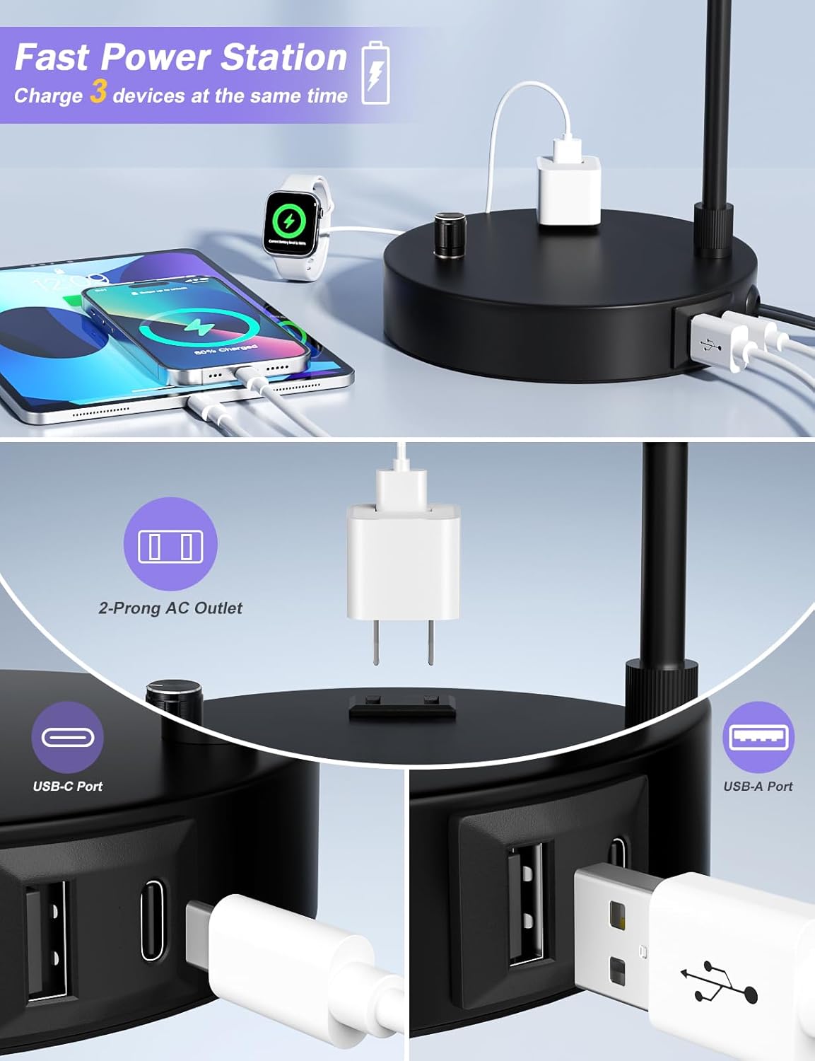 Tall Table Lamp with USB Port  - Desk Lamp Led recension och pris