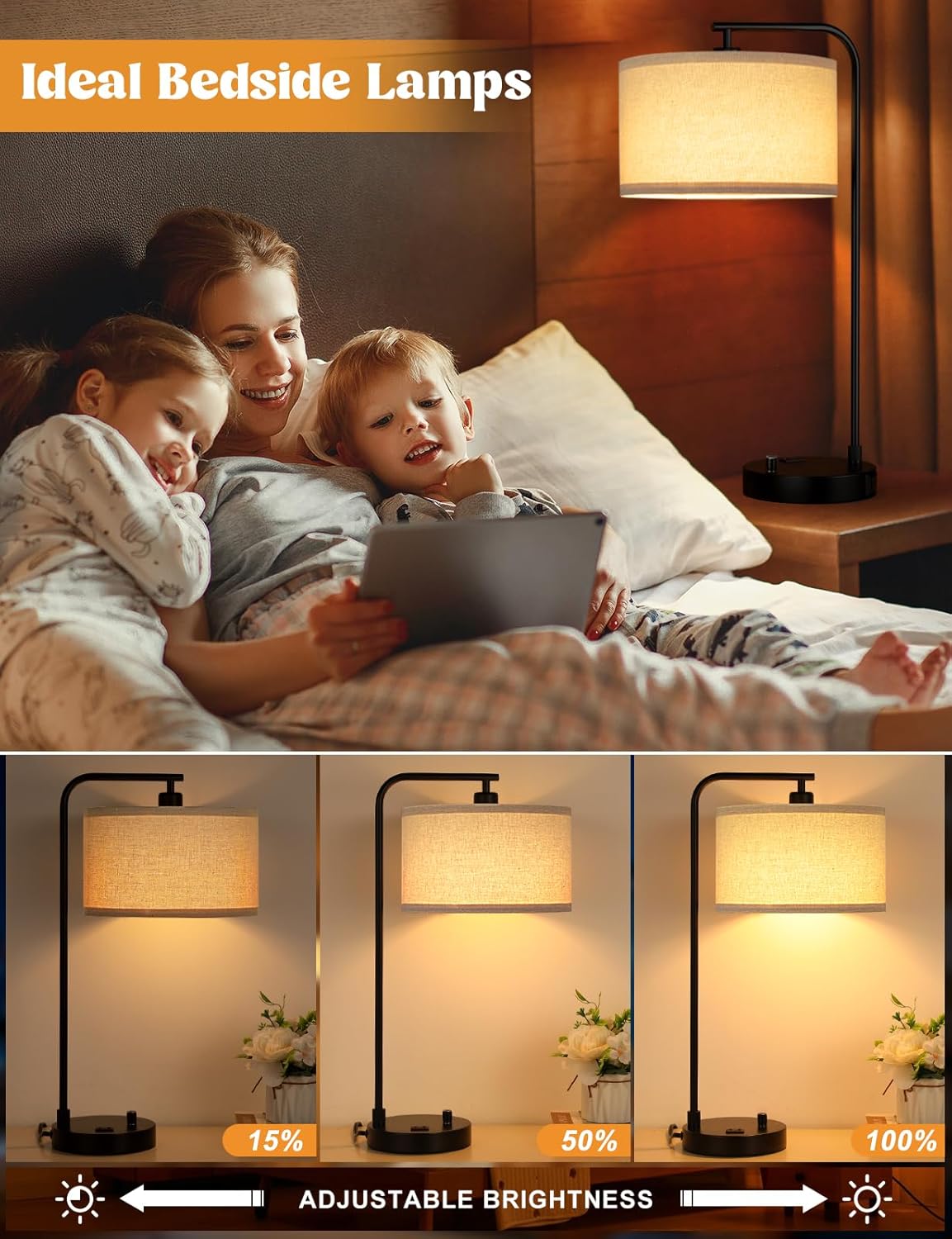 Tall Table Lamp with USB Port  - Desk Lamp Led recension och pris
