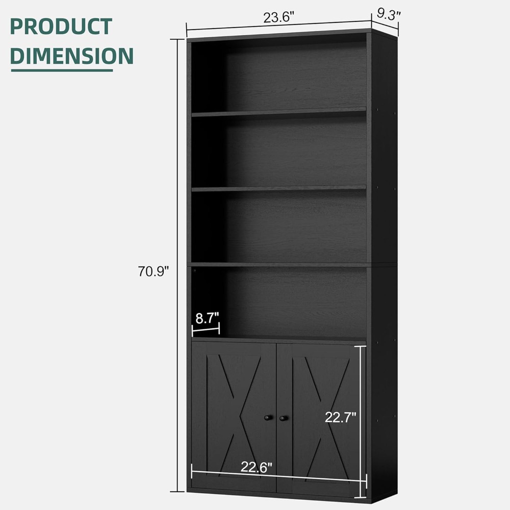 Industrial Bookshelf with Door - Home Office For recension och pris