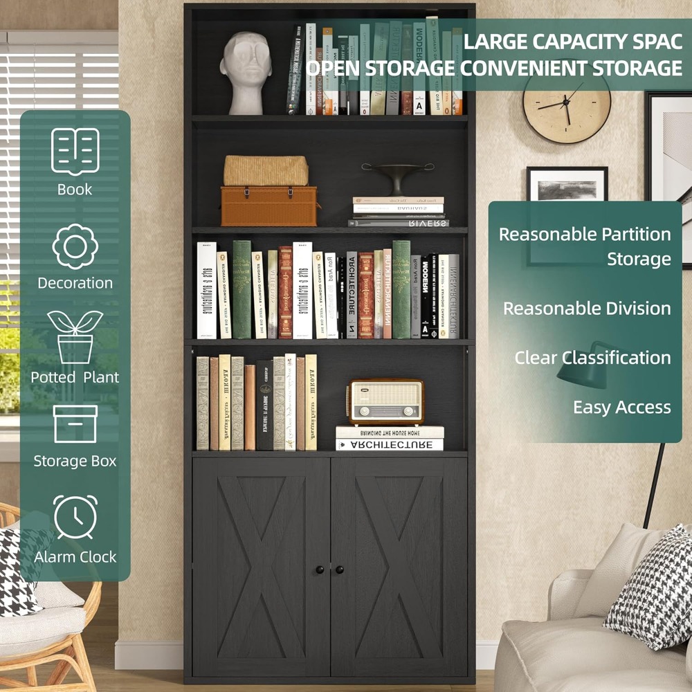 Industrial Bookshelf with Door - Home Office For recension och pris
