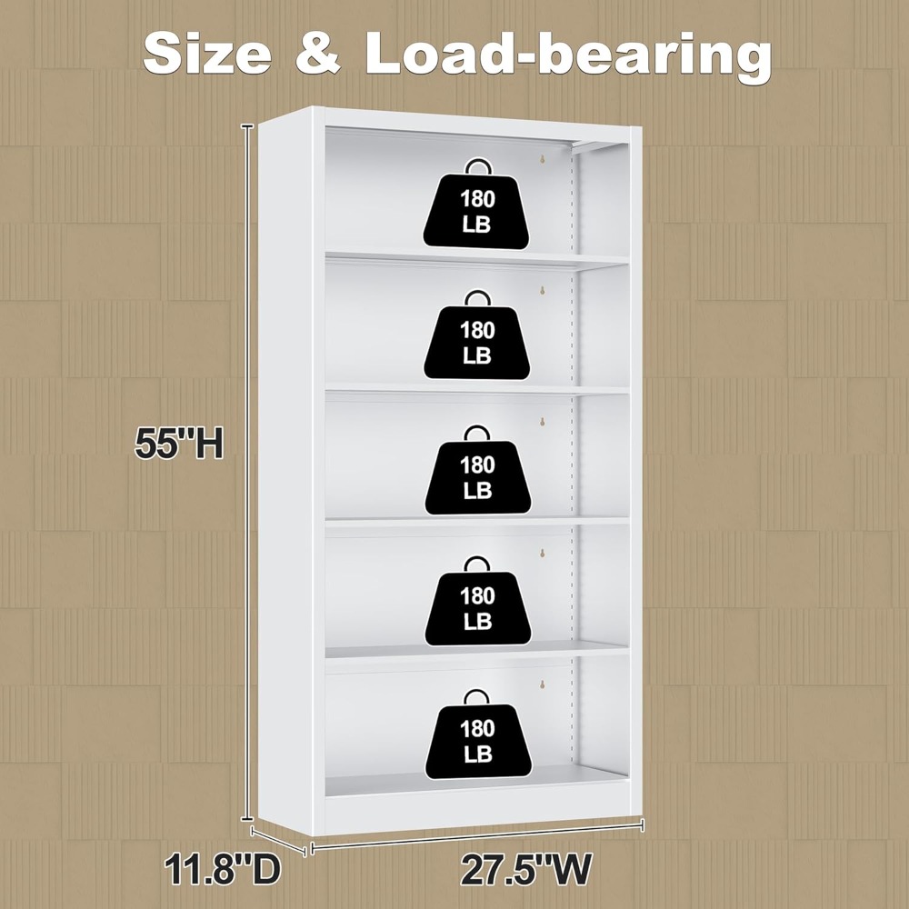 Bookcase, 5 Shelf Bookcases fo - Home Office And Library recension och pris