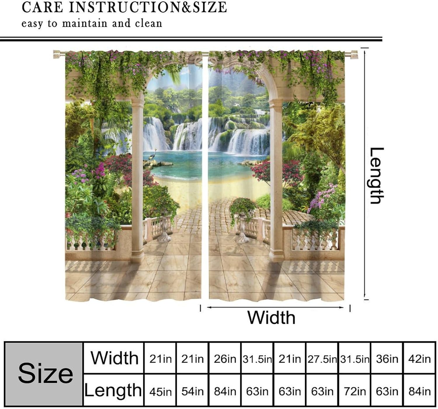 3D Waterfall Curtain Tropical  - Home Office With View recension och pris