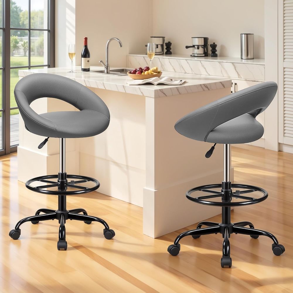 Gray 2-Pack Ergonomic PU Leath - Home Office For recension och pris