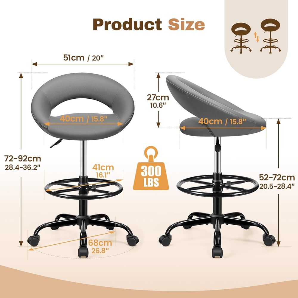 Gray 2-Pack Ergonomic PU Leath - Home Office For recension och pris