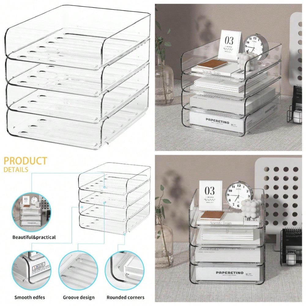 Stackable 4-Tier Clear Acrylic - Letter Tray Desk recension och pris
