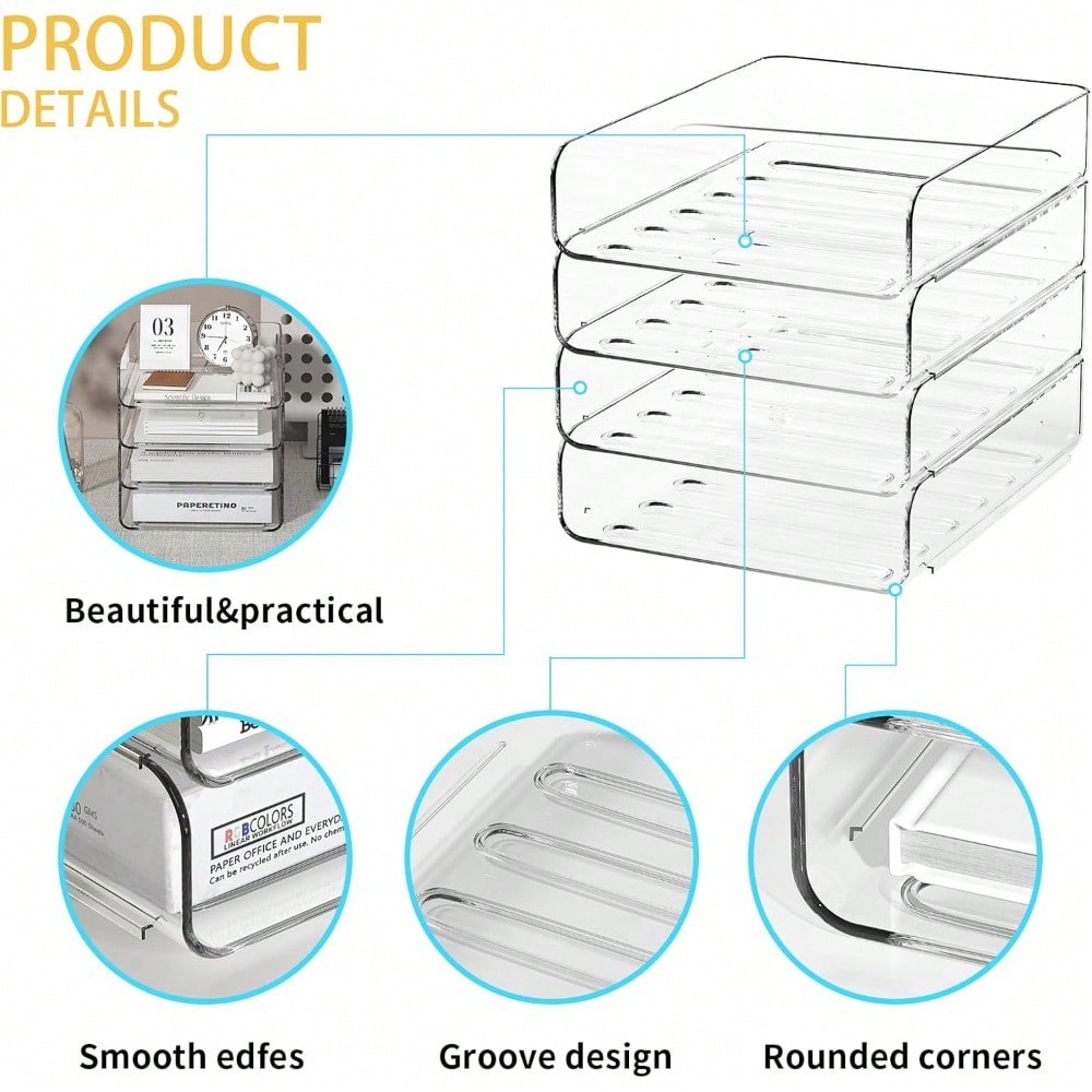 Stackable 4-Tier Clear Acrylic - Letter Tray Desk recension och pris