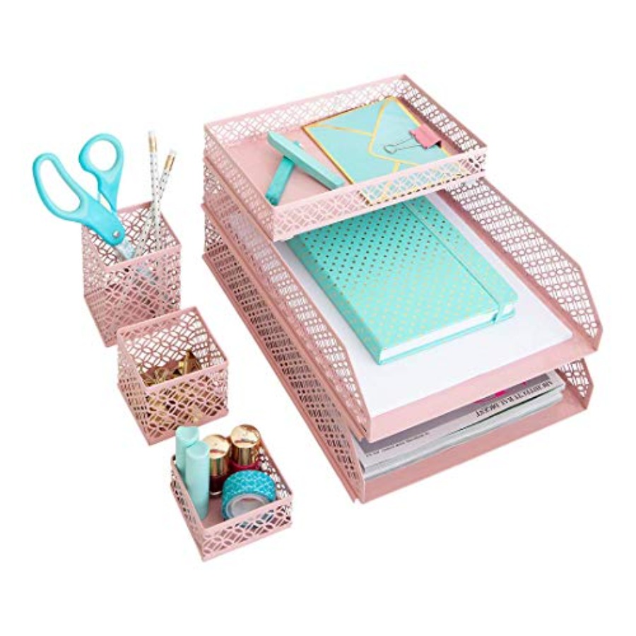Desk Organizer Set for Women 6 - Letter Tray Desk recension och pris