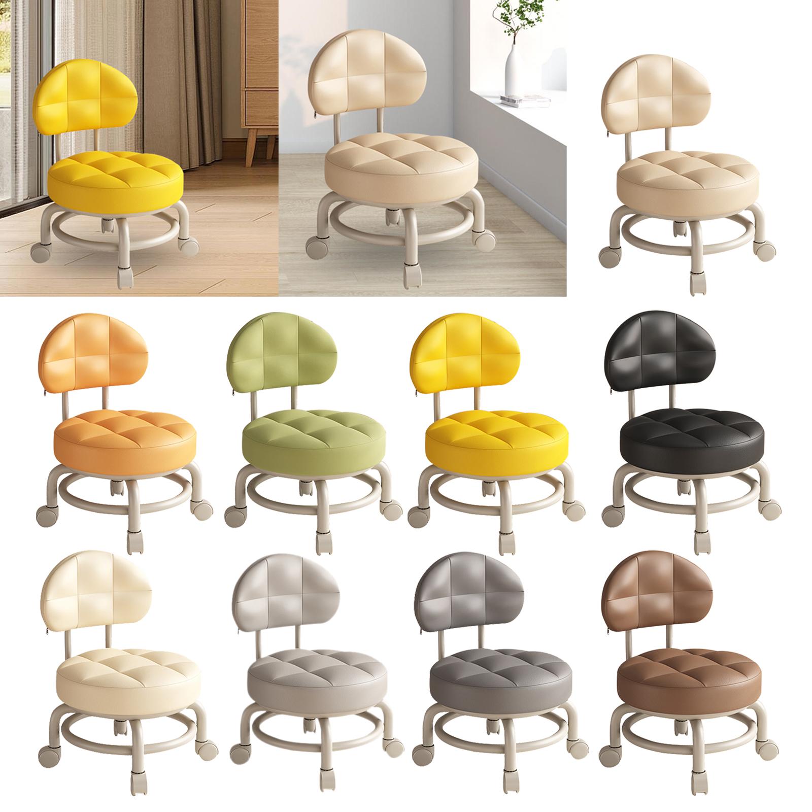 Low Round Rolling Stool PU Lea - Home Office And Library recension och pris
