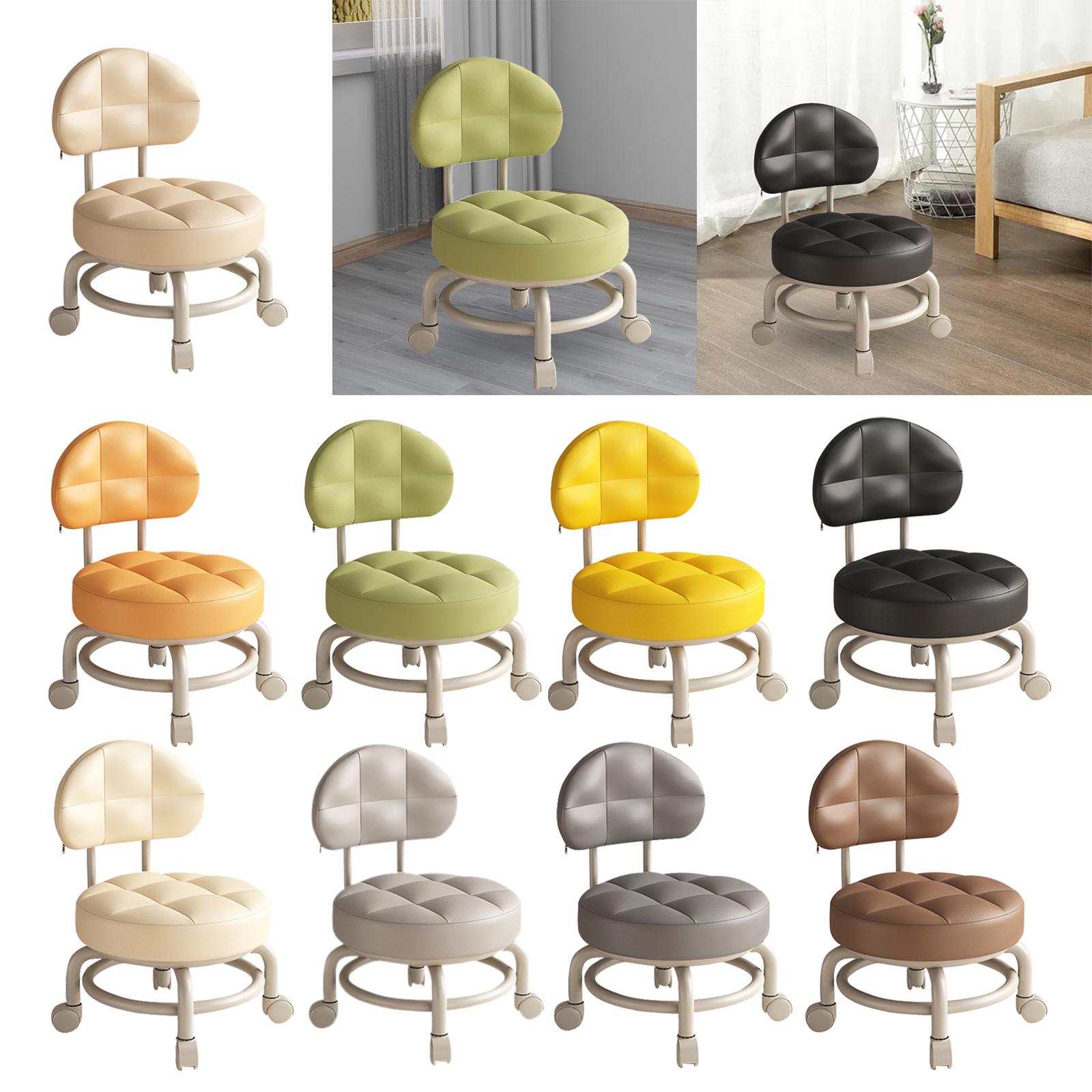 Low Round Rolling Stool PU Lea - Home Office And Library recension och pris