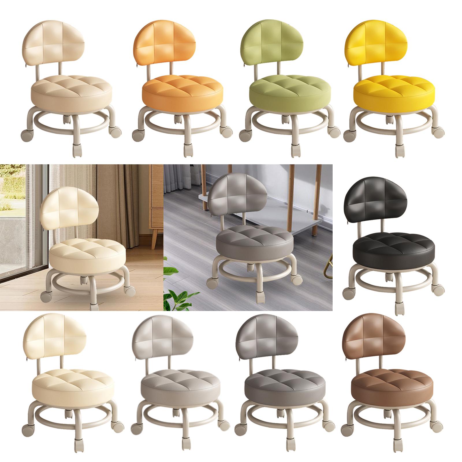 Low Round Rolling Stool PU Lea - Home Office And Library recension och pris