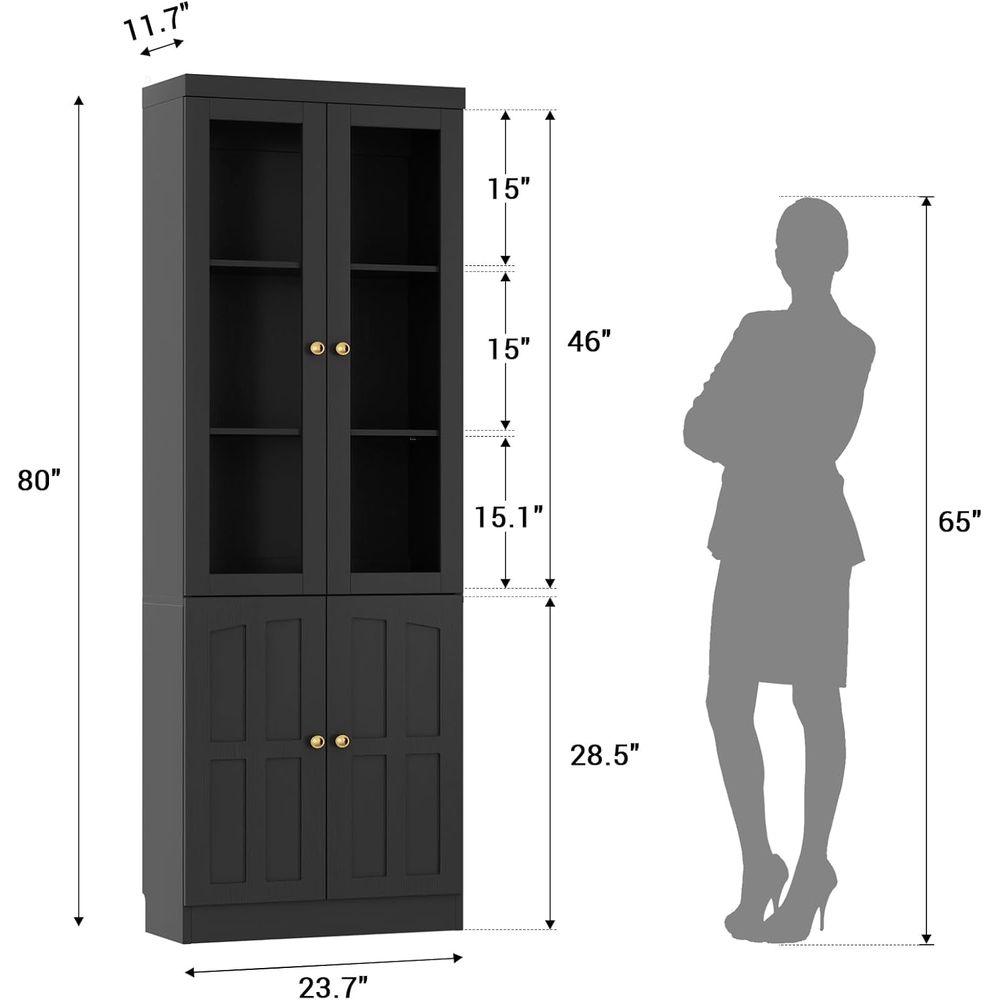 80 Tall Glass Door Bookcase wi - Home Office For recension och pris