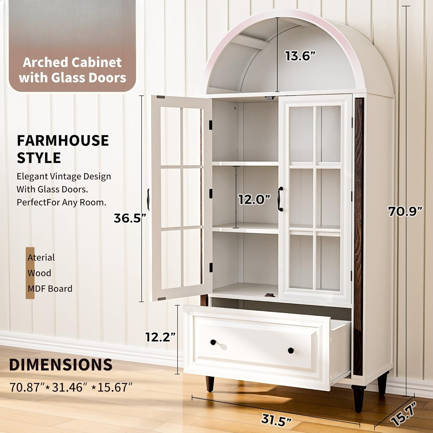 71” Handcrafted Arched Bookcas - Home Office For recension och pris