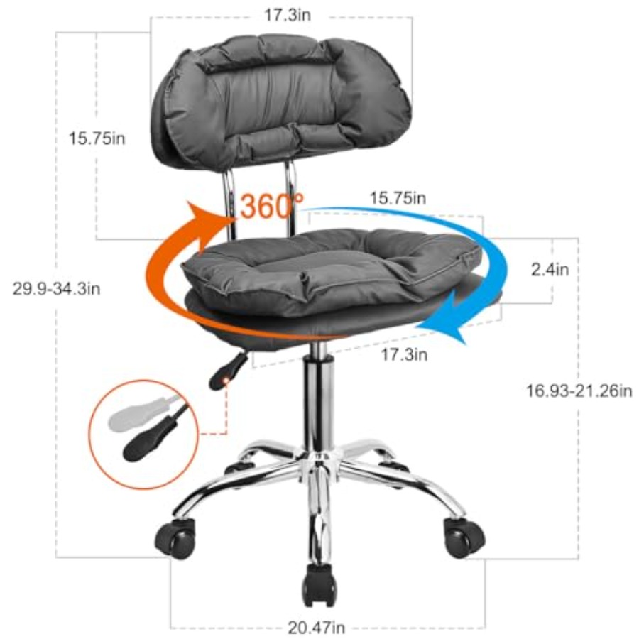 Rolling Stool Backrest Thick S - Home Office For recension och pris