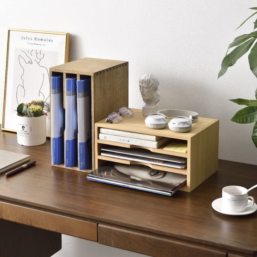 Wooden Desktop Organizer Paper - Letter Tray Desk recension och pris