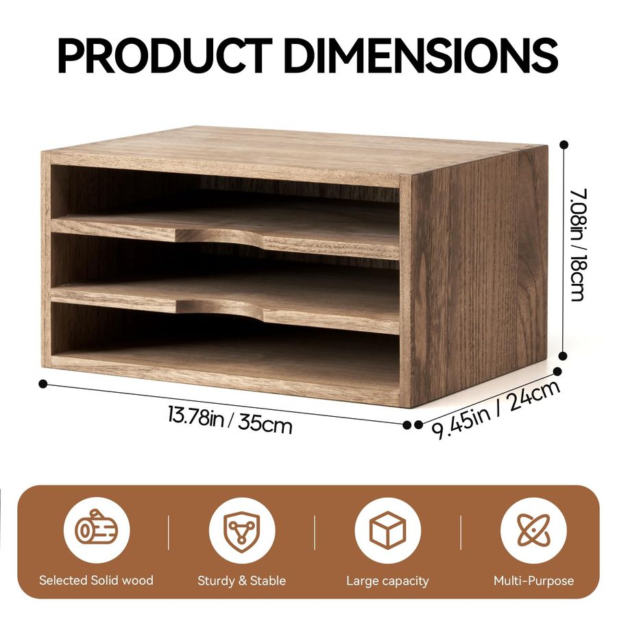 Wooden Desktop Organizer Paper - Letter Tray Desk recension och pris