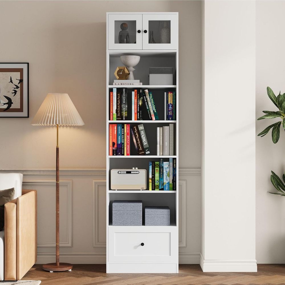 7-Tier Glass Door Bookcase, 85 - Home Office For recension och pris